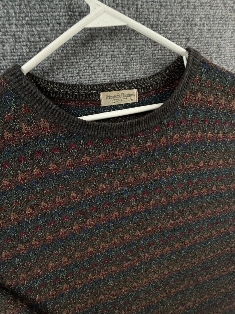 Tricots St Raphael XL Colorful Knit Geometric Art Pullover USA Coogi Style Adult